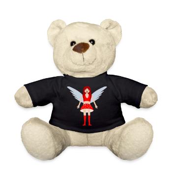 Fly Agaric Mushroom Fairy Fantasy Art - Teddy Bear - black - Front