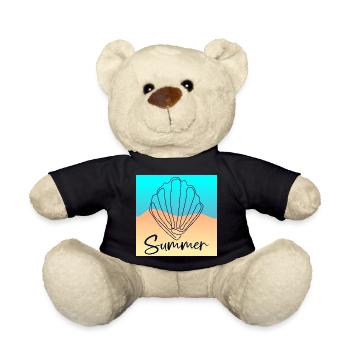 Line Art Seashell - Summer Beach - Teddy Bear - black - Front