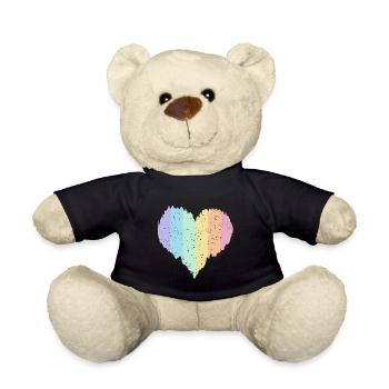 Rainbow Heart Pastel Colors Pride Month LGBTQ+ - Teddy Bear - black - Front