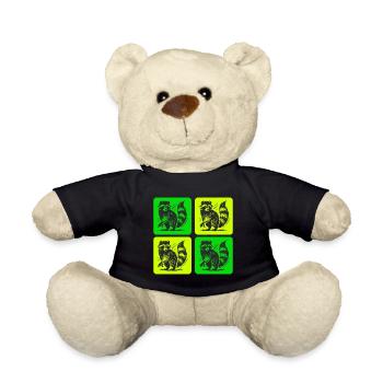 Stylish raccoon retro design - Teddy Bear - black - Front
