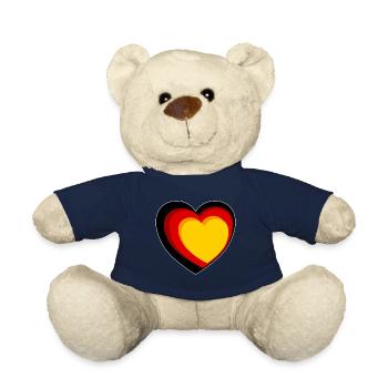 3D-Herz in Schwarz-Rot-Gold - Teddy - French Navy - Vorne
