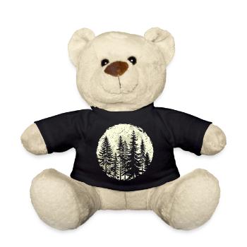 Nachtwald-Silhouette mit Vollmond - Teddy - Schwarz - Vorne
