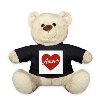 Liebevolle Herzform mit Amour-Text - Teddy - Schwarz - Vorne