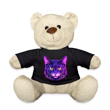 Katzen Portrait in Neonfarben  - Teddy - Schwarz - Vorne
