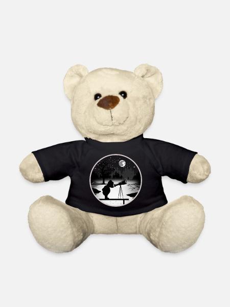 Bär mit Teleskop unter dem Sternenhimmel - Teddy - Schwarz