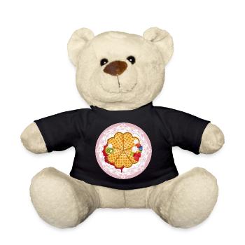 Golden waffles with fruit and cream motif - Teddy Bear - black - Front
