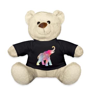 Yoga Holi Festival India Elephant colorful om - Teddy Bear - black - Front