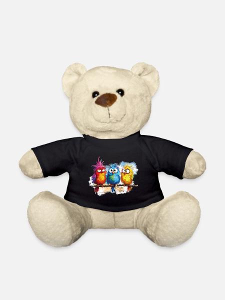 Bunte Vögel zeichnen Humor - Teddy - Schwarz