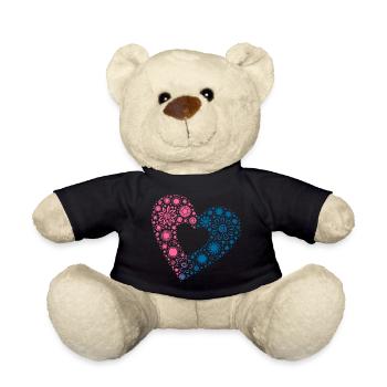 Yin & Yang Love – Colorful Sunflower Heart - Teddy Bear - black - Front
