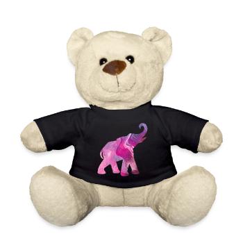 Elephant Yoga Pattern Color Watercolor Energy om Fan - Teddy Bear - black - Front