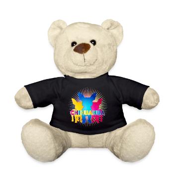 Bunte Chihuahua Silhouetten mit Pop-Art Schriftzug - Teddy - Schwarz - Vorne