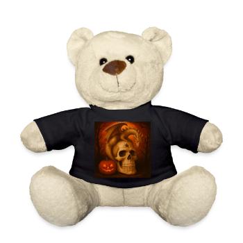 Halloween Kürbis gruselig Skelett Geschenk - Teddy - Schwarz - Vorne