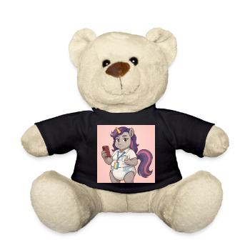Communicative Unicorn with Book and Smartphone - Teddy Bear - black - Front