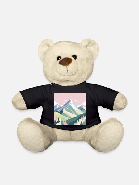 Abstrakte Berglandschaft mit Pastellfarben - Teddy - Schwarz