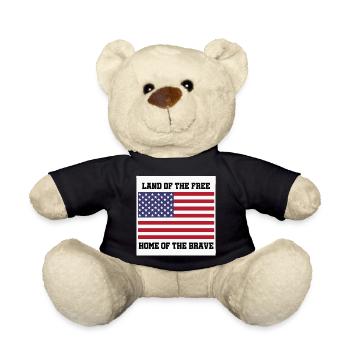 Patriotic American Flag with Bold Text - Teddy Bear - black - Front