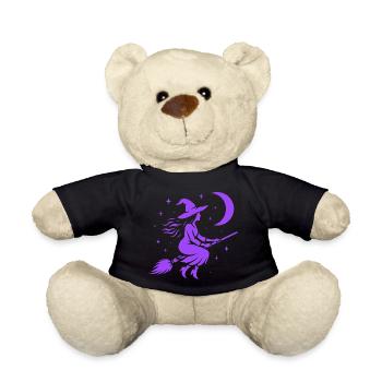 Hexe fliegend Mond Witchcore Motiv - Teddy - Schwarz - Vorne