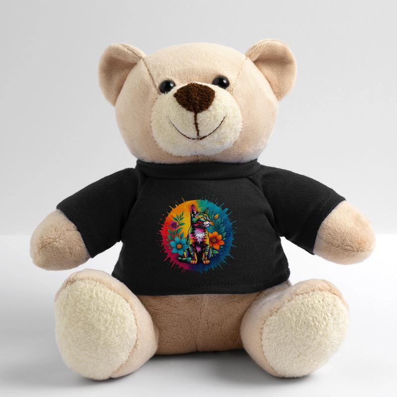 Bunte Deko-Katze mit Blumen Teddy