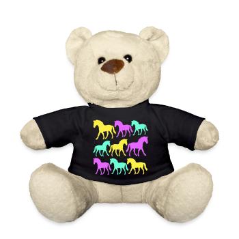 6 Pferde Silhouette Team Reiter reiten Freunde süß - Teddy - Schwarz - Vorne