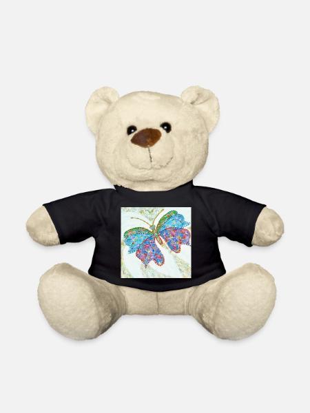 Butterfly Artisanal Colored Mosaic - Teddy Bear - black