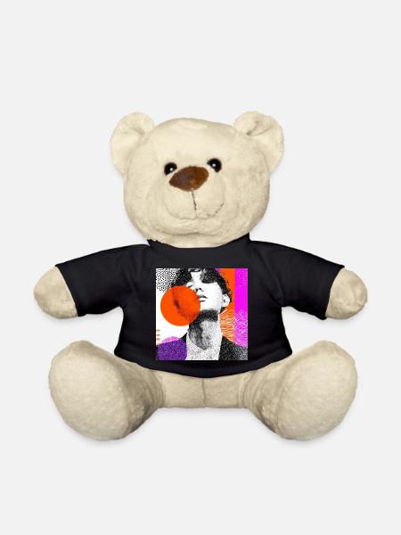 Wraparound Abstract Pop Art Portrait - Teddy Bear - black