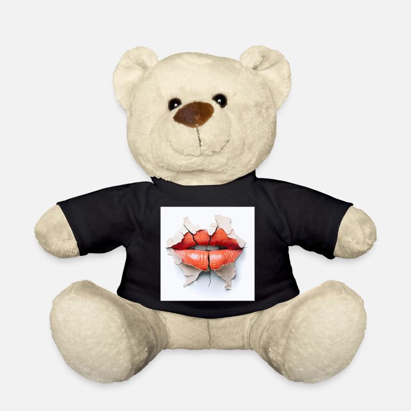 Kräftige Lippen auf rissiger Wand - Teddy - Schwarz