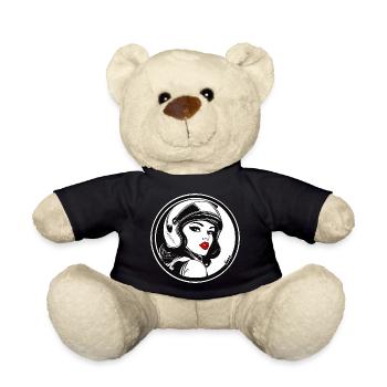 Retro Chic Racer Frau mit Helm - Teddy - Schwarz - Vorne