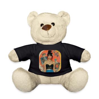 Retro Collage T-Shirt Design - Teddy - Schwarz - Vorne