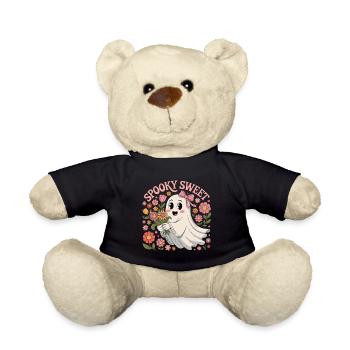 Cute ghost motifs with flower wreath - Teddy Bear - black - Front