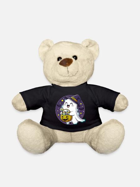 Whimsical Halloween Ghost with Candy Basket - Teddy Bear - black