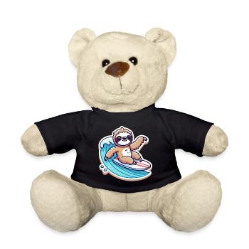 Niedlicher Faultier-Wellen Surfer - Teddy - Schwarz - Vorne
