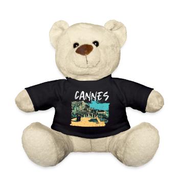 Retro view of the Croisette in Cannes - Teddy Bear - black - Front