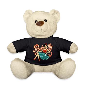 Rockabilly Frau 50er RocknRoll Petticoat Geschenk - Teddy - Schwarz - Vorne