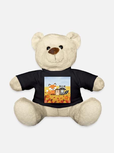 Herbstliches Waldtier-Trio - Teddy - Schwarz