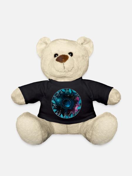 Galactic Leaf Wreath Motif - Teddy Bear - black