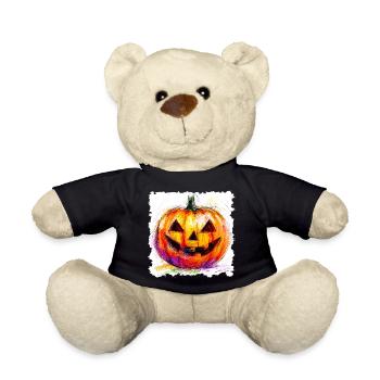 Colorful Pumpkin Jack-O-Lantern - Teddy Bear - black - Front