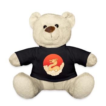 Goldener Drache – Japan Anime Sonne & Wolken - Teddy - Schwarz - Vorne