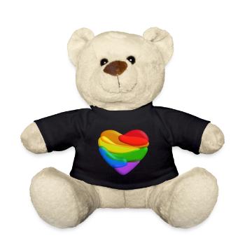 Regenbogen Herz - Teddy - Schwarz - Vorne