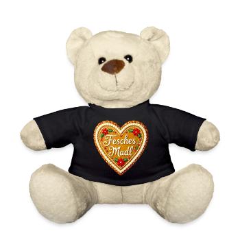 Fesches Madl Lebkuchenherz Bayern Tracht Volksfest - Teddy Bear - black - Front