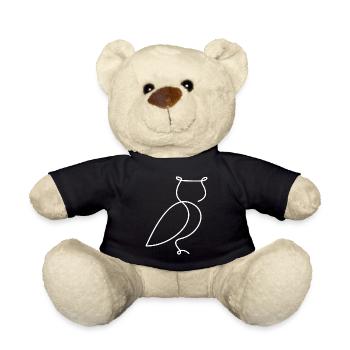 Owl Sketch – Stylish Bird Motif - Teddy Bear - black - Front