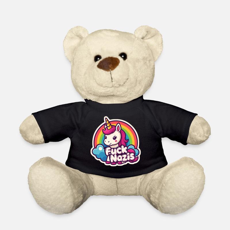 Einhorn Gegen Nazis Regenbogen Rainbow Unicorn - Teddy - Schwarz