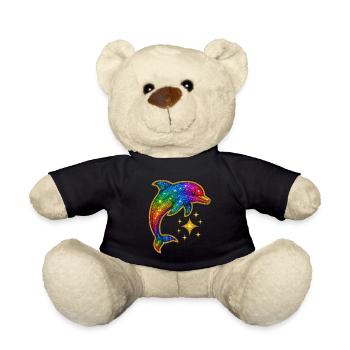 Rainbow Shining Dolphin of the Stars - Teddy Bear - black - Front