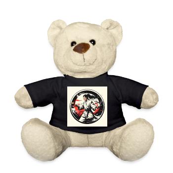Kampfkunstheld im weißen Gi - Teddy - Schwarz - Vorne
