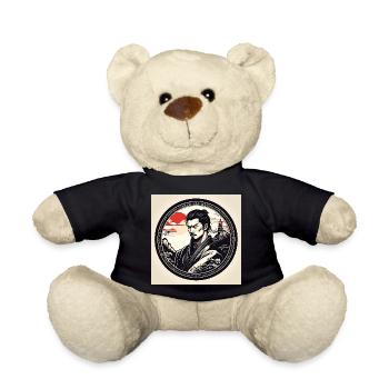 Samurai in circle frame sunset - Teddy Bear - black - Front
