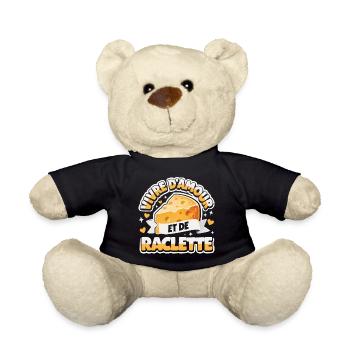 Live On Love And Raclette Lustiges Geschenk - Teddy - Schwarz - Vorne