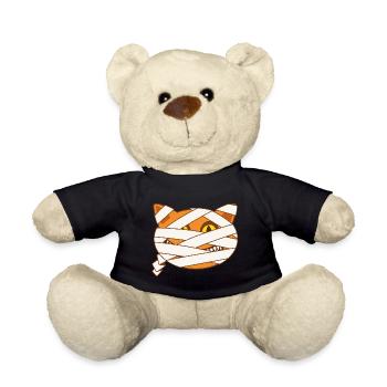 Cat Mummy Halloween Drawing Funny and Scary Comics - Teddy Bear - black - Front