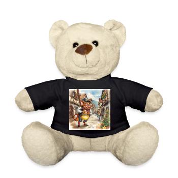 Gobelin au marché de Noël - Nounours - noir - Devant