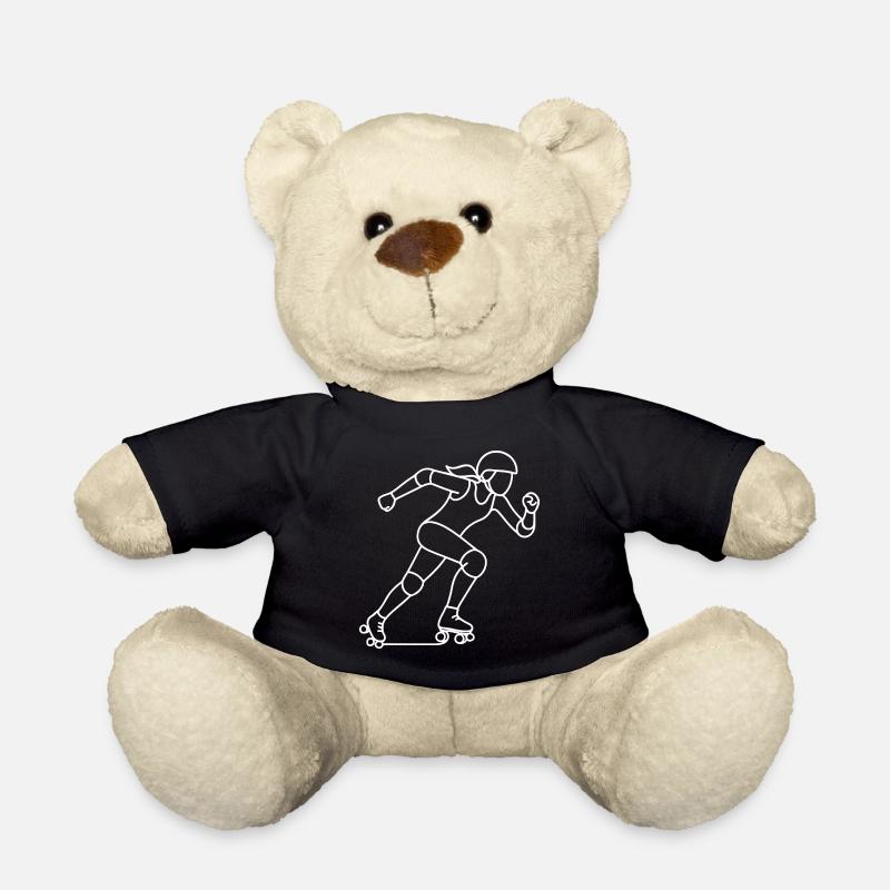 Roller Derby Player Sketch – Sports Motif - Teddy Bear - black