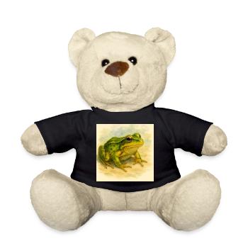 Aquarell Grüner Frosch - Teddy - Schwarz - Vorne