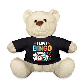 I Love Bingo And Cats - Teddy Bear - black - Front