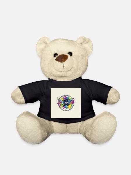 Colorful Cartoon Music Logo - Teddy Bear - black